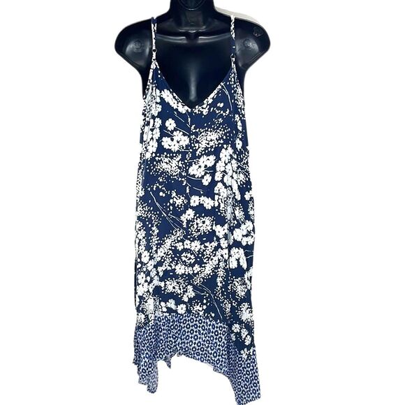 Jessica Simpson Blue White Floral Asymmetrical Maternity (or not) Dress Size XL - Picture 4 of 8